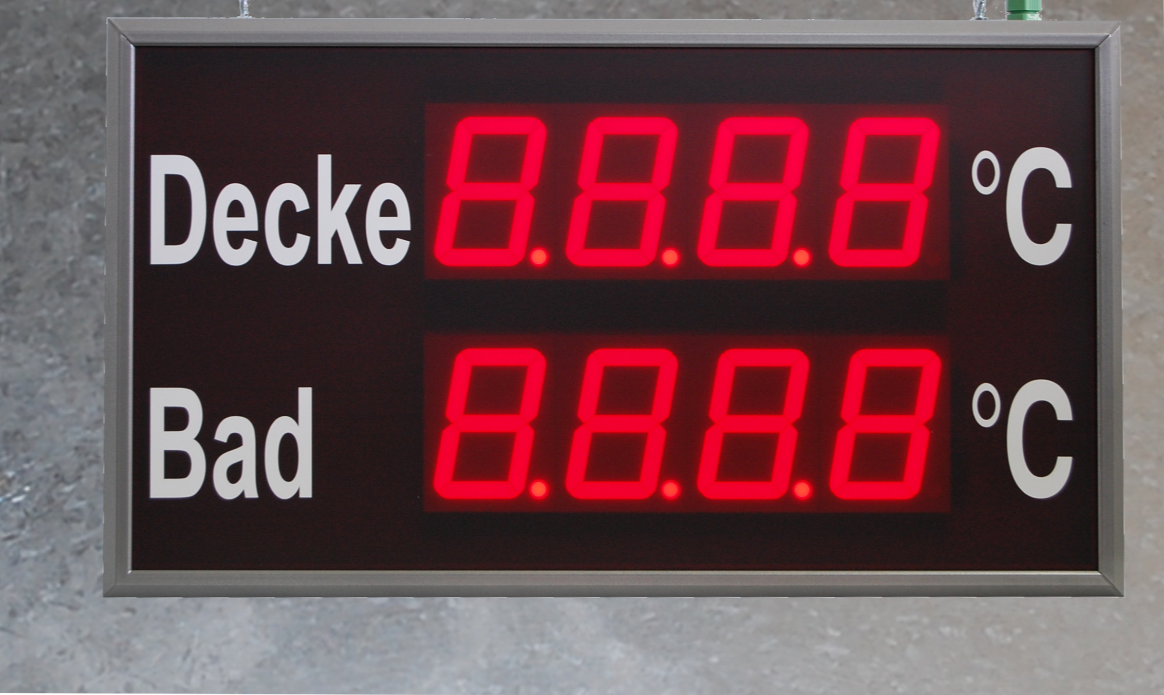 Numeric LED Large Display, temperature measurement, character height 100 mm, dimensions 400x800x100